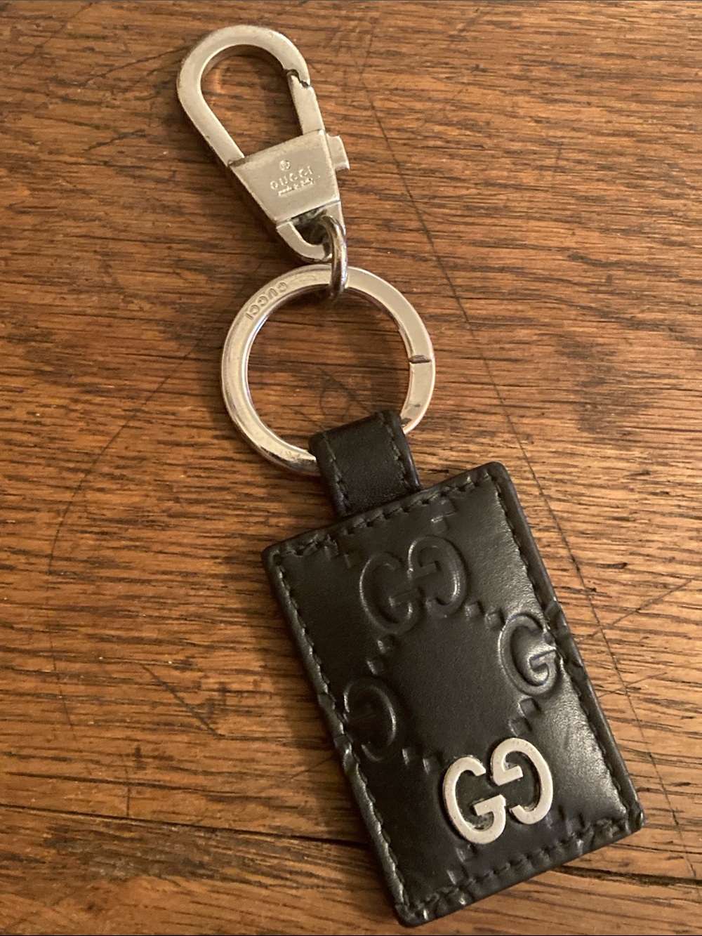 GUCCI Guccissima GG Embossed Leather Keychain/Key Ring/Purse Charm EUC